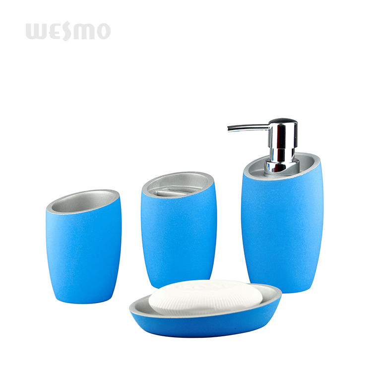 Four-piece Set Tilted Rubber Paint Polyresin Home Soap Dish Bathroom Accessories Set
